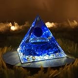 Winric Kristall Pyramide Chakra Blau Spar Orgonit Pyramid Crafts Positive Energie Gesundheit Pyramide Reiki Pyramide Yoga Meditation Kristalle für Büro Haus Dekoration (mit basis)
