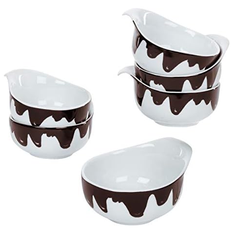 MamboCat 6er-Set Fondueschälchen Blob I je 150ml I 6X Servier-Schale für Löffel-Dessert I Schokofondue-Set I Porzellan-Geschirr weiß Cover