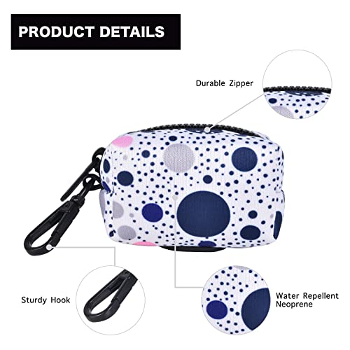 Image of Petmolico Dog Poop Bag Holder Leash Attachment, Dog Waste Bag Dispenser Zippered Pouch, Fits Any Dog Leash, Includes Free Roll of Dog Bags, Poop Bag Dispenser - 2 Pack, Blue Dots