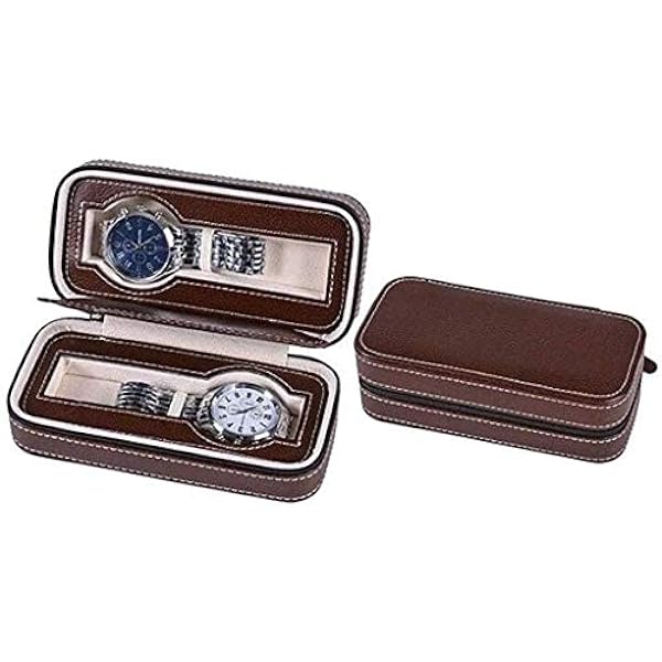 FKGJKT Klockbox organisatör/herrklocka display förvaringsfodral passar alla armbandsur och smart med extra ficka för klockarmband och annan (färg: Argento)