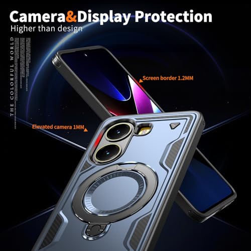 Image of YUWOO Back Cover for Poco X7 Pro 5G | Case with 360 Spin Magnetic Stand | Compatible with Magsafe |Military Protection|Built-in Ring Holder|