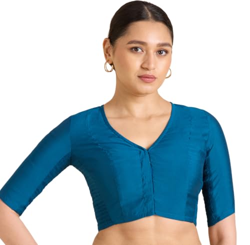Image of Studio Shringaar Women's Cotton Stretchable (Smocked) Readymade Saree Blouse with Underarm Sweat Pads (Pack of 14 Pads)