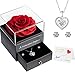 Je t'aime pour Toujours Rose Éternelle Cadeau de Saint-Valentin, Rose Conservée avec Collier Boucles d'oreilles Rose Cadeau, Anniversaire Mariage Fête des Mères Cadeaux pour Elle Mère