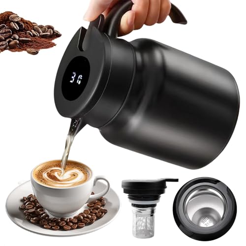 Thermoskanne 1L mit Teesieb, Isolierkanne mit Temperaturanzeige, Kaffeekanne(kein Leck, kein Tropfen), Gut Abgedichtet Kaffeekanne, für Kaffee, Tee und Milch Thermoskanne 1L mit Teesieb, Isolierkanne mit Temperaturanzeige, Kaffeekanne(kein Leck, kein Tropfen), Gut Abgedichtet Kaffeekanne, für Kaffee, Tee und Milch