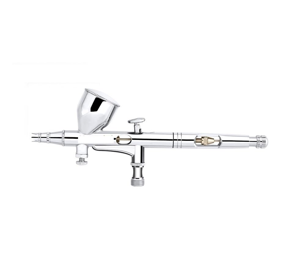 Pistola pulverizadora, Boquilla de aerógrafo Doble acción, 0,2/0,3/0,5mm, Aguja 9cc, Juego Pistola pulverizadora alimentación for Modelo, Pastel, decoración uñas, Pintura Coches(Nt 180t 1)