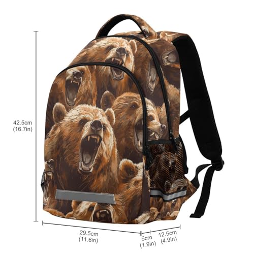 Brown Bear Roaring kid boys backpack with chest clip book bags for 5th grade school boys girls mochilas para ni?os3