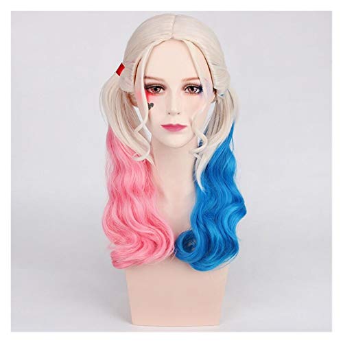 JINGGEGE Perruques Avant en Dentelle synthétique Cosplay WIG Girl Film Film Anime Caractère Modélisation Perruque Convient pour quotidiennement, datant et dîner (Color : Pink Blue) Cover
