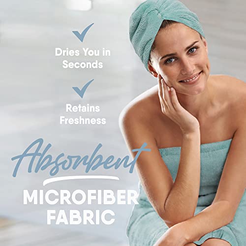 Microdry 3-Piece Bathroom Spa Set, Includes Quick Drying Plush Microfiber Hair Towel Wrap, Body Wrap, And Cushioned Softlux Memory Foam Footies House Slippers, Aqua #TOP2