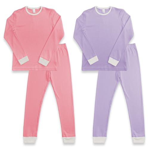 4 Piece Girls' 100% Cotton Snug Fit Pajamas Set Pullover Kids Pjs Soft Sleepwear 2T-12 Years