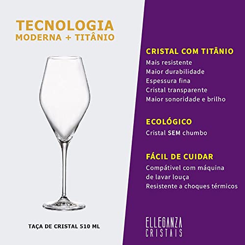 Jogo de 6 tacas para agua Loxia em cristal ecologico 510ml A27cm