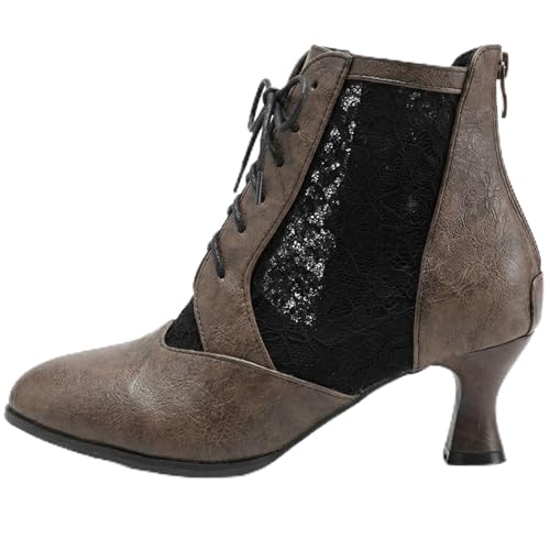 Bottines rétro pour femme à talon chaton de 6 cm et fermeture éclair dos