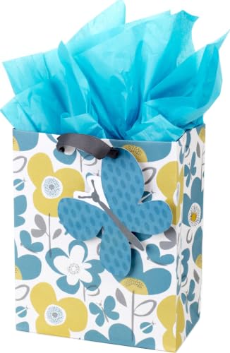 Hallmark 9" Medium Gift Bag with Tissue Paper (Flowers and Butterflies)