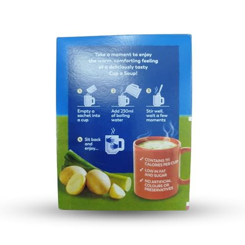 Image of Batchelors Cup a Soup Creamy Potato & Leek, 107g (4 Sachets) | Instant Potato & Leek Soup | Creamy Vegetable Soup | Low Fat Vegetarian | No Artificial Preservatives | Just Add Hot Water