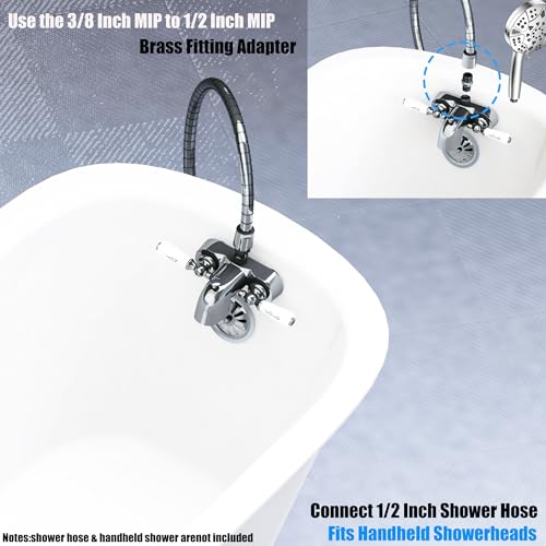 Clawfoot Add-A-Shower Bathcock Diverter,Shower Attachment for Tub Faucet,Bathtub Faucet with Porcelain Lever Handles and Ceramic Disc Cartridges,¾ MIP Inlet,Chrome by Pyhomestrim - Image 5