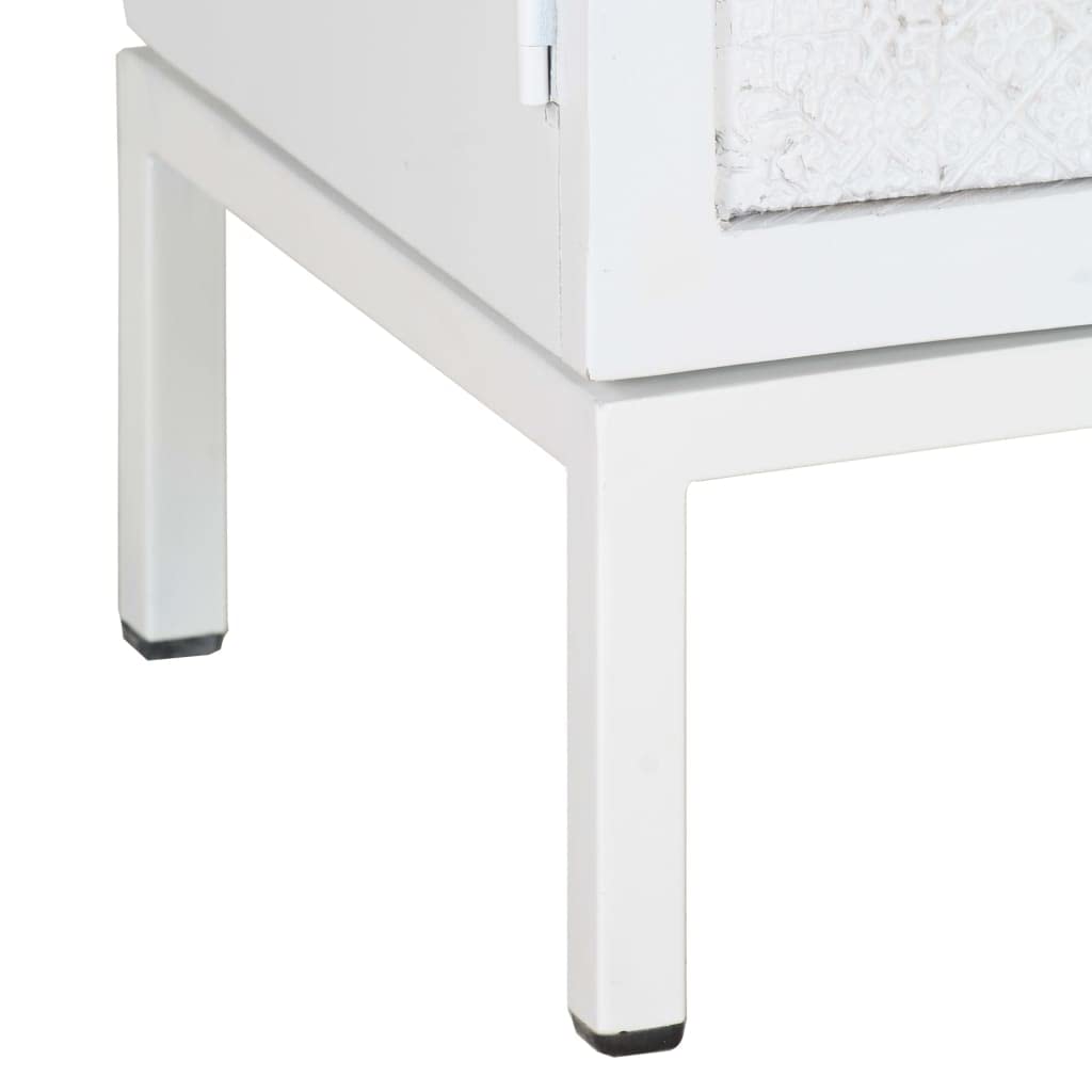 TV-Schrank Weiß 115x30x46 cm, Massivholz Mango, mit 2 Türen und Regalen, Robustes Media-Center für Wohnzimmer und Schlafzimmer