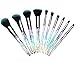 Produktbild Luxspire Make Up Pinsel Set, 10 Stück Strahlt Pinselset Kosmetik Professionelles Kosmetikpinsel Kunstfaser Plastik Aluminium Schminkpinsel Tragbar Hautfreundlich Beauty Tools für Damen  Hell Blau