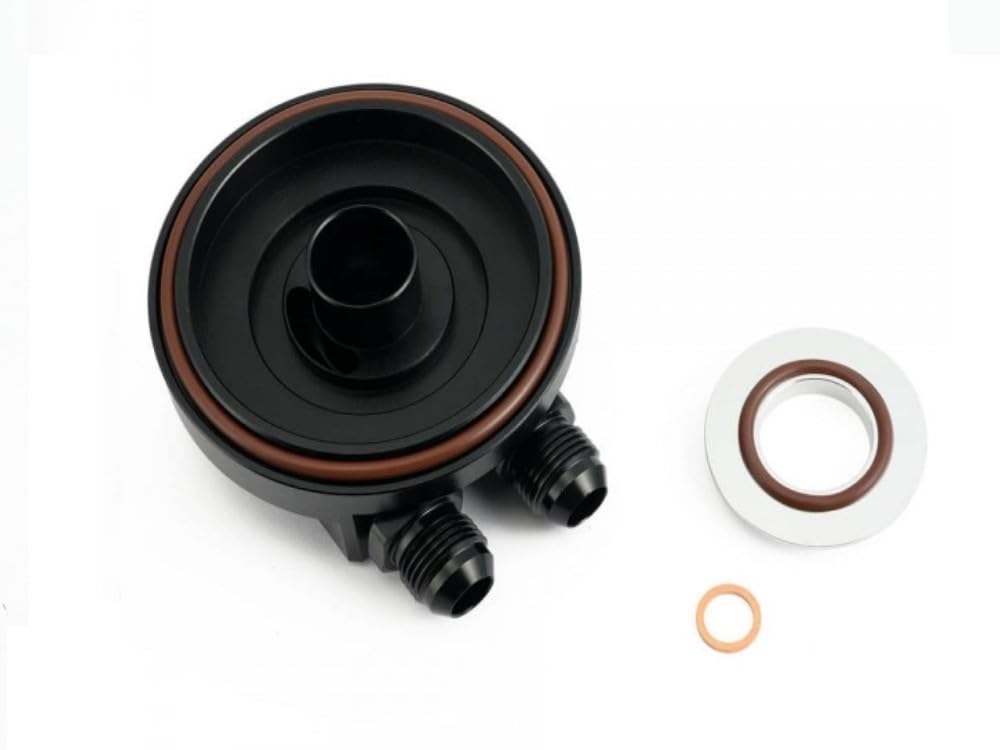 Coperchio filtro olio adattatore radiatore olio alluminio nero anodizzato olio Dash10 AN10 2 connettori 1/8" 1x 1/4" NPT per sensori di temperatura e pressione per 3 serie 5 E36 E46 M3 Z3 Z4 M50 S50