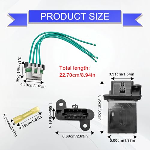 Image of HVAC Resistor Blower Motor Resistor OE# 87138-04052, 973-582, 8713804052, RU746, RU1435 Blower Resistor with Wire Harness Replacement for 2005-2020 Toyota Tacoma