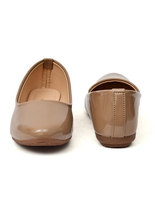 Image of MISS London Women's Bellies | Patent Leather Flats for Casual & Office Wear | Stylish & Comfortable | TPC Sole