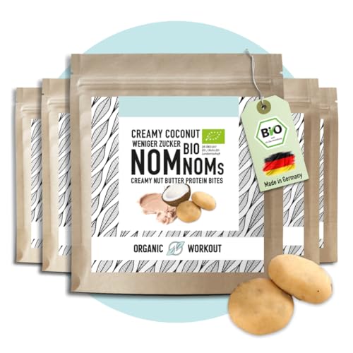Creamy Coconut NomNoms | cremige Nussmus-Protein-Bites – bio, vegan mit Bio-Erythrit gesüsst - Protein-Riegel-Alternative