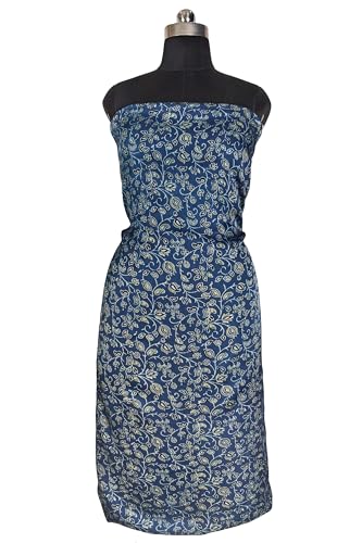 Image of Ethnics of Kutch Women's Ajrakh Modal Silk Natural Dye Hand Block Print Unstitched Kurta Fabric (For Lenght - Refer Bullet Point Below)