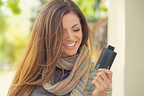 Image of Modern Carry Quick Draw Minimalist Wallet for Men & Women, Elastic Band Minimal Credit Card Holder with Leather Tab, Card Grabber for Long Nails, Money Clip Alternative (Black) (Gray)