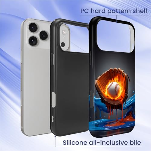 Coque iPhone 17 Pro Max en silicone liquide imprimé gant de baseball protection anti-choc - 5