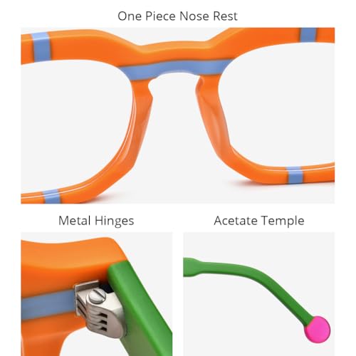 Image of HEPIDEM Multicolor Acetate Glasses Frame Women,Oversize Round Optical Eyeglasses
