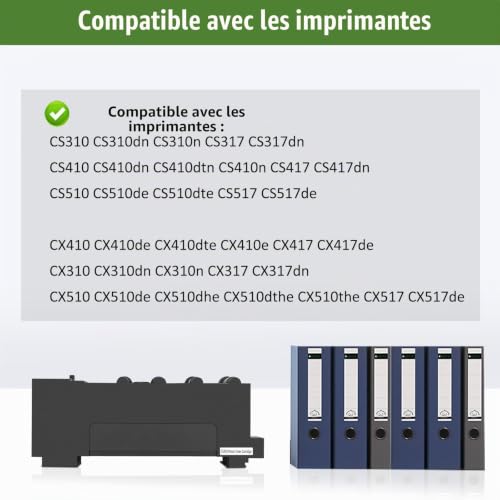 C540X75G Conteneur Toner Jetable Compatible Une Capacité 18000 Pages pour Les Imprimantes CS310dn CS317dn CS410dn CS410dtn CS417dn CS510de CS510dte CS517de CX410de CX410dte CX417de Neuf - vue 2