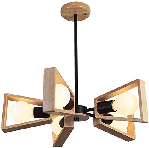 Lustre industriel noir plafonnier bois rustique suspension luminaire salon cuisine