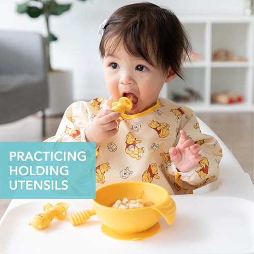 Bumkins Utensils, Disney Silicone Chewtensils, Baby Fork & Spoon Set, Training Utensils, Baby Led Weaning Stage 1 for Ages 6 Months+ Winnie The Pooh by Bumkins - Image 2