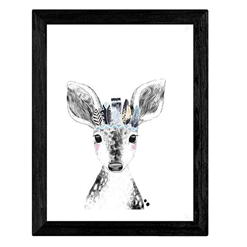 Nacnic Set of 4 sheets of Animals Children with glasses and feathers on A4 size paper Poster 250 gr, Modèle 6 - Image 4