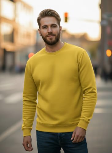 Image of Mack Jonney Men Regular Fit Fleece ||Black||Round Neck Solid||Sweatshirt-JM3911