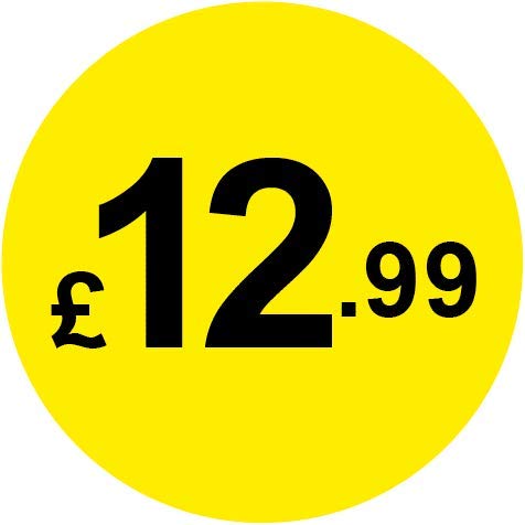 Permanent Adhesive - Black & Yellow 30mm Price Stickers/Labels from £5.45 to £17, 1000, £12.99