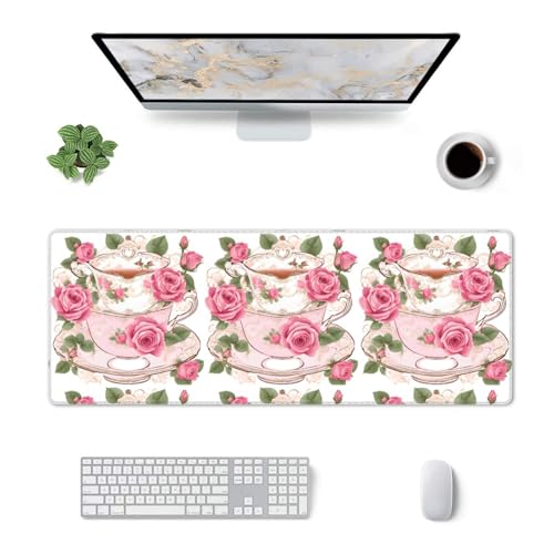 Tapis de souris de jeu roses romantiques support grand format doux et imperméable