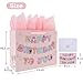 wishinside 13” Large Cat Happy Birthday Gift Bag Set with Handles, Greeting Card, Pink Tissue Papers and Stickers for Girls Kids Teens Women, Kitty-themed Banner Design, 1 Pcs