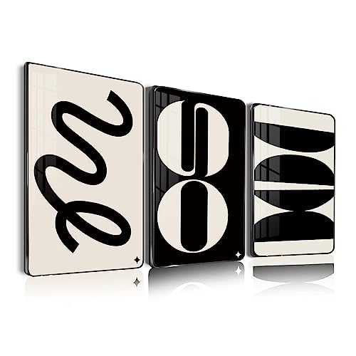 Serimino Framed Wall Art For Living Room Black Minimalist Geometry Lines Abstract Shapes Beige Picture Wall Decor Modern Nordic Artwork For Bedroom Bathroom Prints Paintings For Home Decorations #TOP5