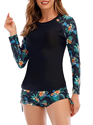 American Trends Maiô feminino de duas peças para mulheres, tanquíni atlético de manga comprida, roup