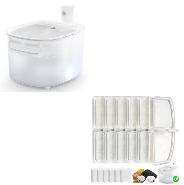 Fuente de agua inalámbrica para gatos con 6 filtros de repuesto