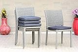 Atlantic Patio Amazonia Atlantic Liberty 4-Piece Patio Dining Stackable Chairs with Grey Cushions Wicker | Ideal for Outdoors and Indoors