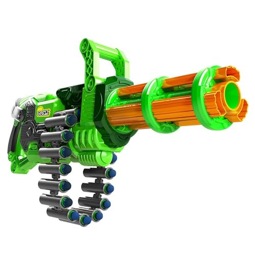 Dart Zone Super Commando Gatling Blaster - Vollautomatischer Blaster mit Kettenmagazin, 36 Darts & 3 Zielen