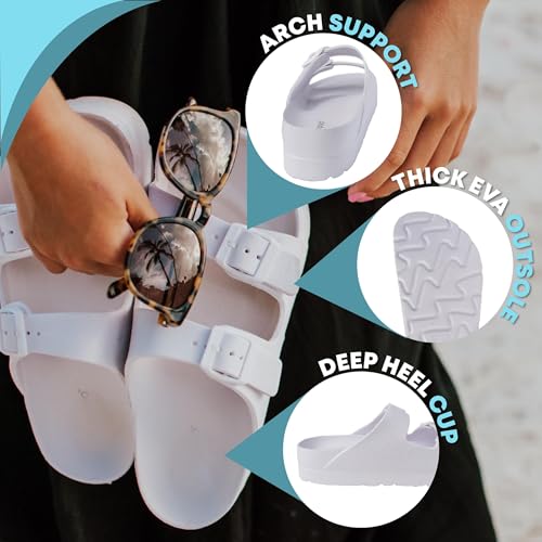 Happyo MUCHO MAHALO Maui Women's Platform Sandals, Adjustable Buckle Flat Sandals with Arch Support, EVA Foam Slides with Thick Soles Extra Cushion4