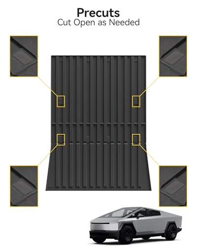 Image of 3W Truck Bed Mat for Tesla Cybertruck 2023 2024 2025, All Weather Protection Waterproof Car Bed Liner, Custom Fit TPE Pickup Rear Trunk Cargo Mat Tesla Accessories Mats, Black