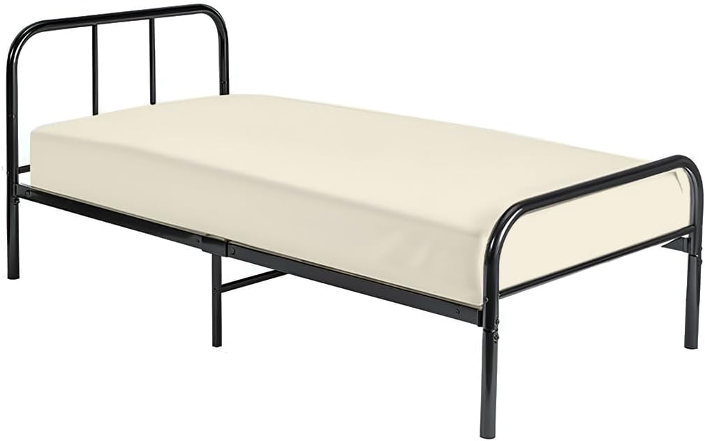 CottingtonLane 100% Egyptian Cotton Fitted Cot Sheet 33x75 - Secure Fit for Camping Cots, RV Bunks, Army Cots, Trifold Mattresses (Ivory)