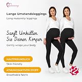 Be Mammy Damski Dwupak Długie Bawełniane Legginsy Ciążowe Dwupak BE20-230 (Czarny/Czarny, XL)