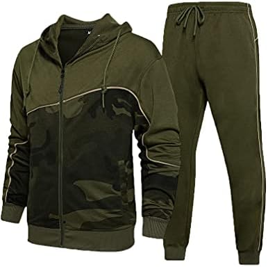 Cofouen Men's Tracksuits 2 Piece Outfit Sports Jogging Suits Sets Hooded Athletic Sweatsuits Army Green XL