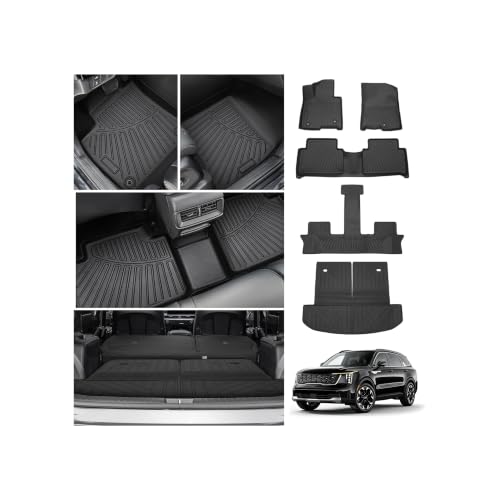 Sorento Floor Mats & Cargo Liner w/Backrest Mats Fit for Kia Sorento 2021-2025 2026 Hybrid (PHEV & HEV) & Plug-in Hybrid, All Weather Floor Liner for Sorento Accessories by CARTIST - Used condition - US$75.44