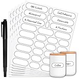 Nardo Visgo Waterproof Removable Labels for Bottles, Jars & Food Containers - Self-Adhesive Stickers for Kitchen Pantry Storage, Spice Labels, Travel - 192pcs 4 Sizes with Silver Border