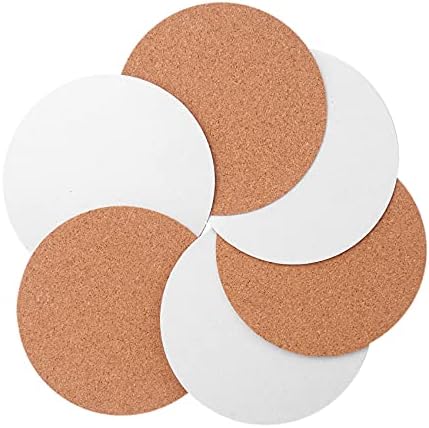 Pyatofyy 60pcs Self-Adhesive Cork Coasters, Cork Placemats 10cm/3.94 Cork Backing Sheets for Coasters and DIY Crafts Supplies (Round)