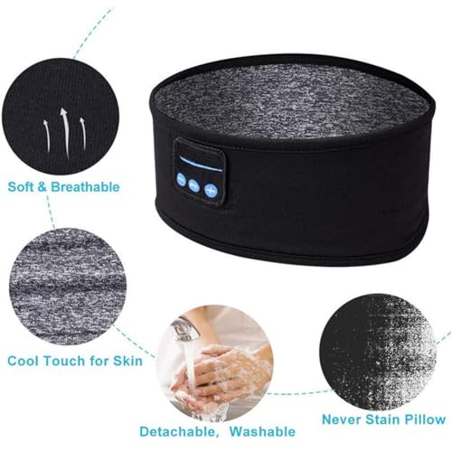 Image of Bluetooth Sleep Headband Headphones, Wireless Music Headband with Built-in Speakers & Mic, Rechargeable Bluetooth Headphones for Sleeping, Yoga, Running, Travel & Meditation for Men & Women